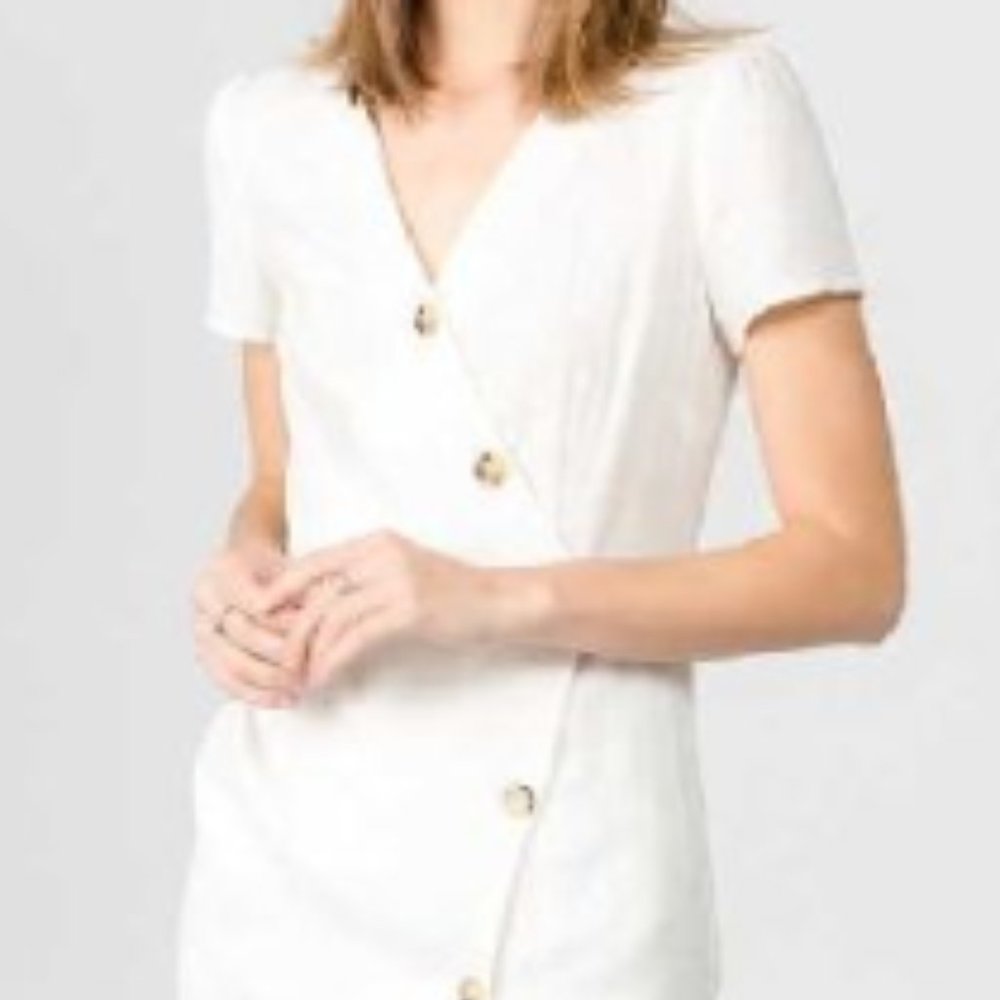 Fanco Button Down White Dress- Size Medium